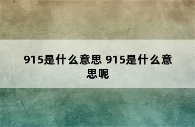 915是什么意思 915是什么意思呢